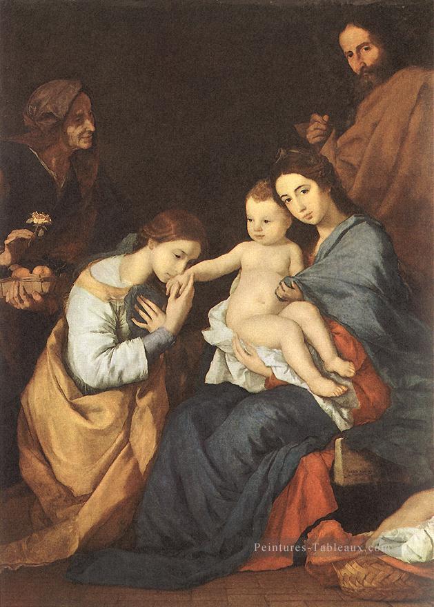 La Sainte Famille avec Ste Catherine Tenebrism Jusepe de Ribera Peintures à l'huile